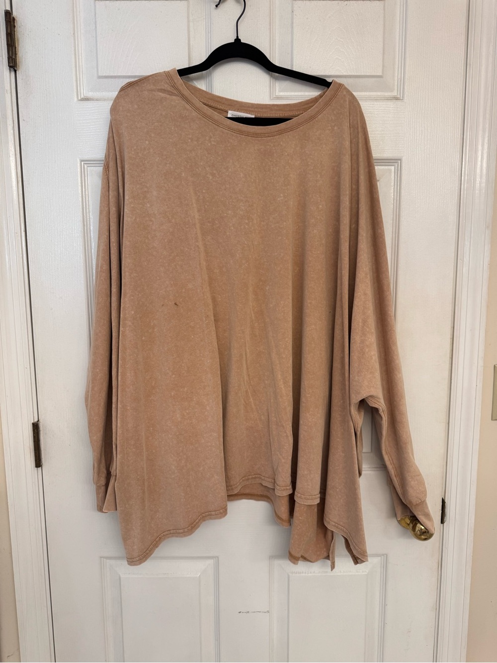 Chic Soul Mineral Wash Camel Oversized Dolman Sleeve Top XL
